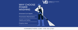 Graphic highlighting the benefits of power washing for maintaining clean and pristine surfaces."