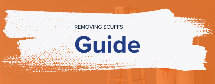 Removing Scuffs Guide in blue on white paint backdrop