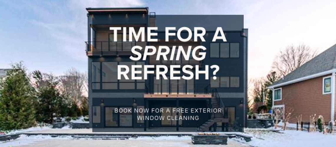 Time for a spring refresh words on house exterior background